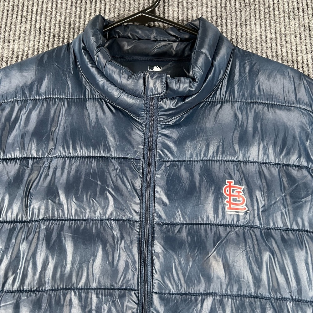 St. Louis Cardinals Puffer Jacket Coat Mens Large Blue Long Sleeve Full Zip MLB